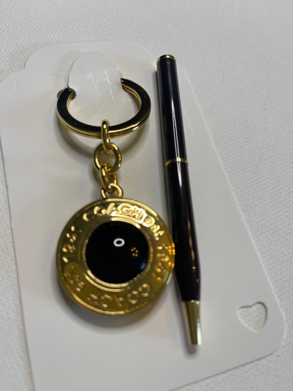Coach Gold-tone Medallion Keychain with Purple Center and Black Coach Pen - Picture 6 of 7